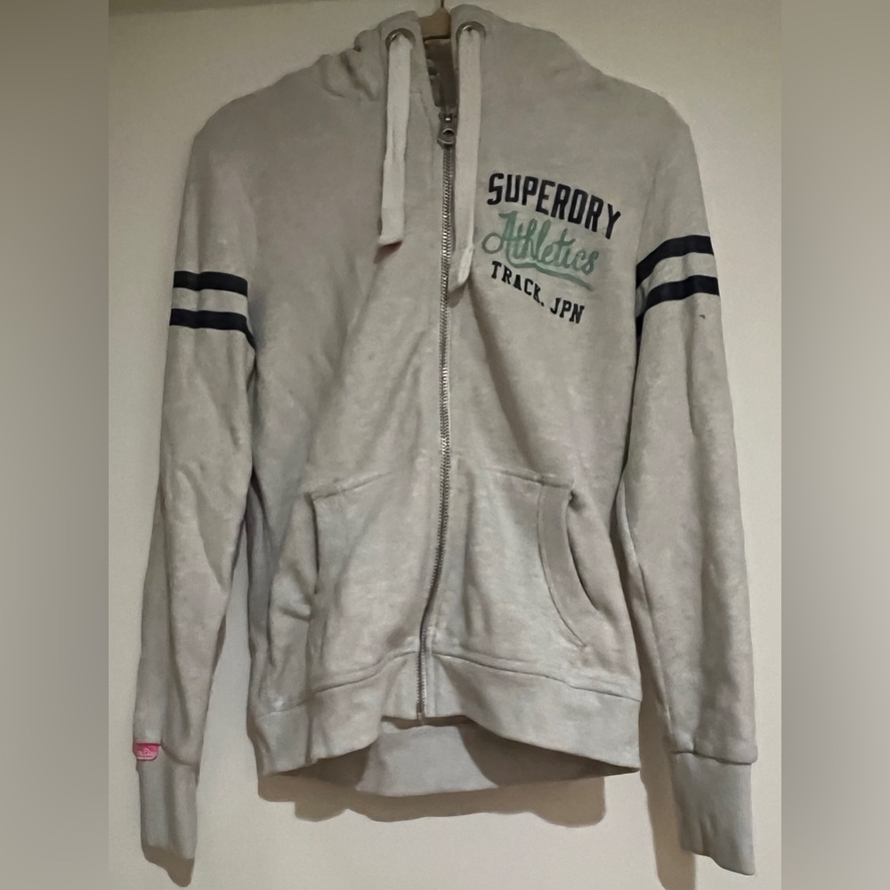 Women’s Superdry Gray Zip-up Sweatshirt with Logo